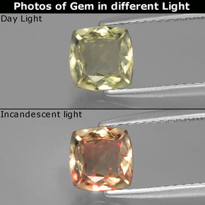 Diasporo con cambio de color cambio de color natural de 1,25 ct, corte cojín, VVS-VS