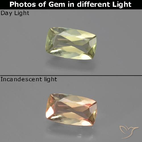 1.06ct Natural Amarillo claro Diásporo con Cambio de Color, Forma Cojín, VVS-VS