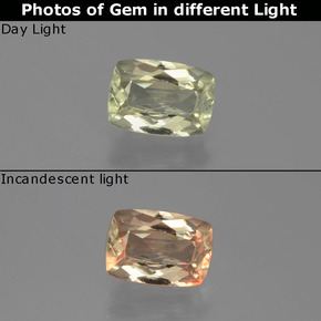 Diasporo con cambio de color cambio de color natural de 1,14 ct, corte cojín, VS-SI
