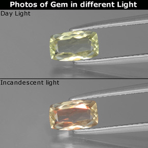 Diásporo con Cambio de Color Verde a rosado natural de 1.08 ct, Corte Cojín, VVS-VS