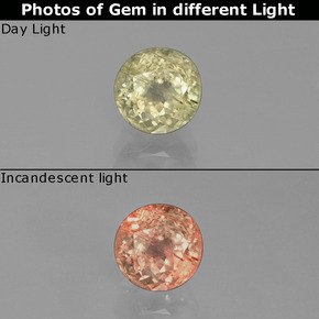 Diasporo con cambio de color multicolor natural de 1,29 ct, corte redondo, SI