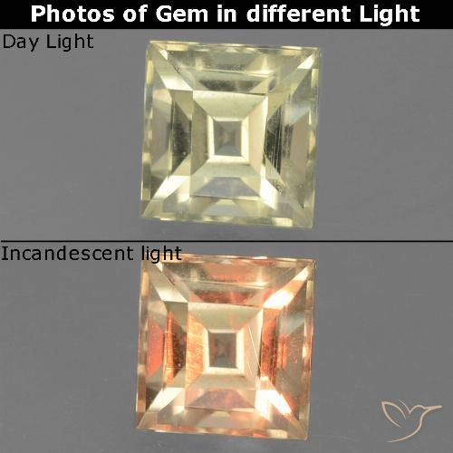0.99ct Natural Amarillo medio Diásporo con Cambio de Color, Cuadrado, VS