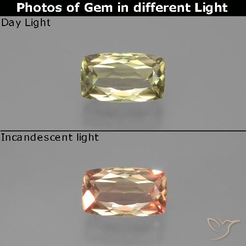 1.37ct Natural Amarillo muy pálido Diásporo con Cambio de Color, Forma Cojín, VS