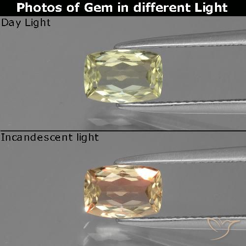 1.39ct Natural Amarillo claro Diásporo con Cambio de Color, Forma Cojín, VS