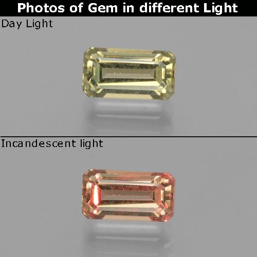 Diasporo con cambio de color amarillo natural de 1,60 ct, corte esmeralda, VS