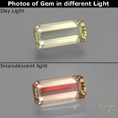 1.22ct Natural Amarillo terroso Diásporo con Cambio de Color, corte esmeralda, VVS-VS