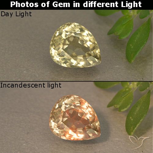1.05ct Natural Amarillo claro Diásporo con Cambio de Color, En forma de pera, VS