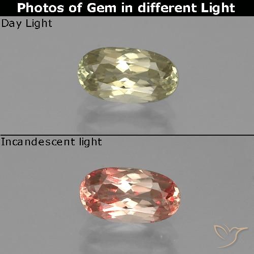 1.04ct Natural Amarillo claro Diásporo con Cambio de Color, Ovalada, VVS-VS