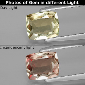 Diasporo con cambio de color  natural de 1,45 ct, corte cojín, VVS-VS