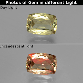 Diasporo con cambio de color cambio de color natural de 1,45 ct, corte cojín, VVS-VS