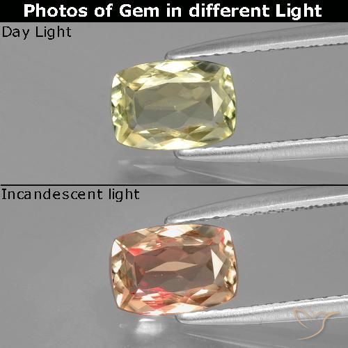 1.14ct Natural Amarillo medio Diásporo con Cambio de Color, Forma Cojín, VVS-VS