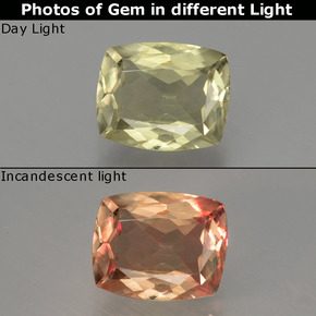 Diasporo con cambio de color  natural de 1,27 ct, corte cojín, VVS-VS