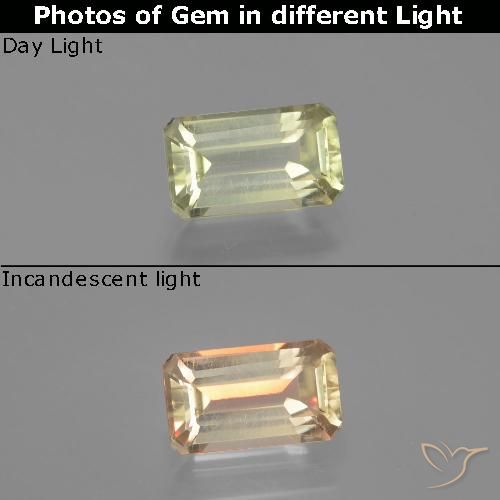 1.62ct Natural Amarillo claro Diásporo con Cambio de Color, corte esmeralda, VVS-VS