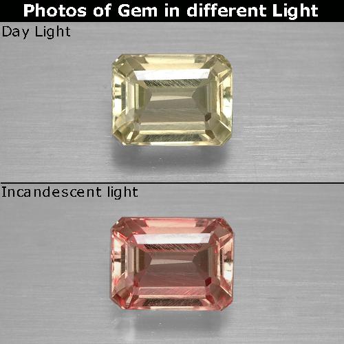 Diásporo con Cambio de Color Amarillo dorado claro natural de 1.11 ct, corte esmeralda, VVS-VS