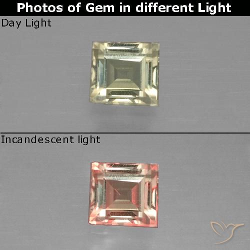 0.78ct Natural Amarillo dorado claro Diásporo con Cambio de Color, Cuadrado, VVS-VS