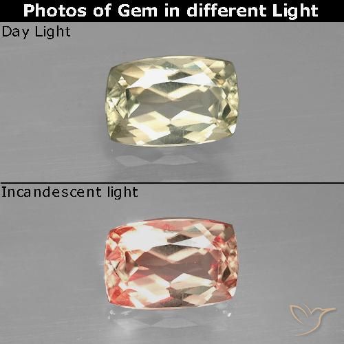 1.04ct Natural Amarillo claro Diásporo con Cambio de Color, Forma Cojín, VVS