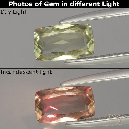 Diásporo con Cambio de Color Amarillo dorado claro natural de 1.15 ct, Corte Cojín, VVS-VS