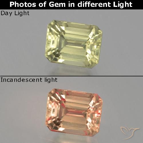 1.21ct Natural Amarillo medio Diásporo con Cambio de Color, corte esmeralda, VS