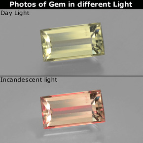 Diasporo con cambio de color cambio de color natural de 1,68 ct, baguette, VVS-VS