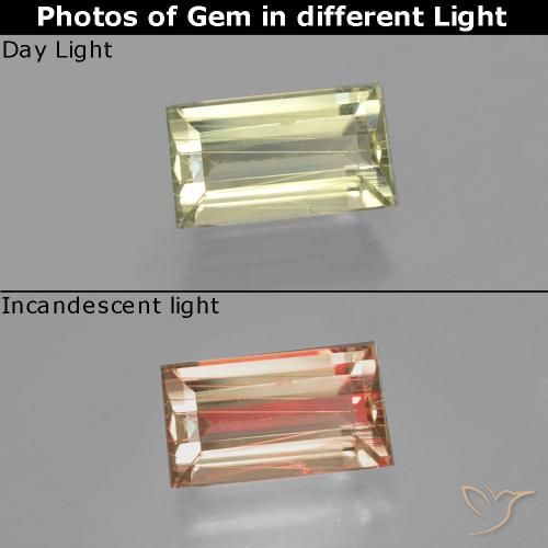 1.58ct Natural Amarillo muy claro Diásporo con Cambio de Color, Corte Baguette, VS