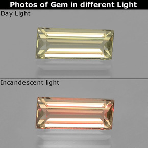 Diasporo con cambio de color amarillo natural de 1,78 ct, baguette, VVS