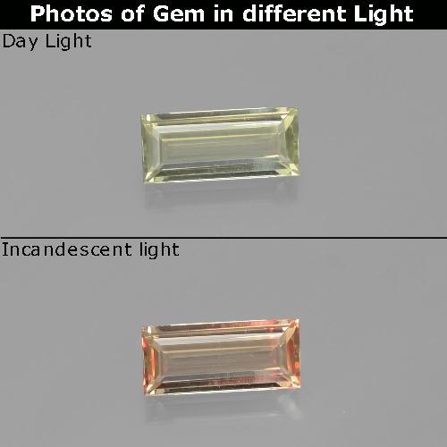 Diasporo con cambio de color amarillo natural de 1,32 ct, baguette, VVS