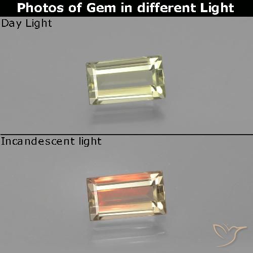Diasporo con cambio de color amarillo natural de 1,41 ct, baguette, VVS