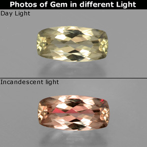 Diásporo con Cambio de Color Verde/rosado natural de 1.35 ct, Corte Cojín, VVS-VS