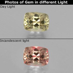 Diasporo con cambio de color cambio de color natural de 1,43 ct, corte cojín, VVS-VS
