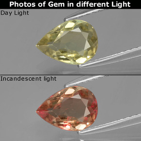 Diasporo con cambio de color  natural de 1,02 ct, en forma de pera, VVS-VS