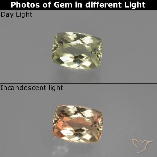 1.14ct Natural Amarillo claro Diásporo con Cambio de Color, Forma Cojín, VVS-VS
