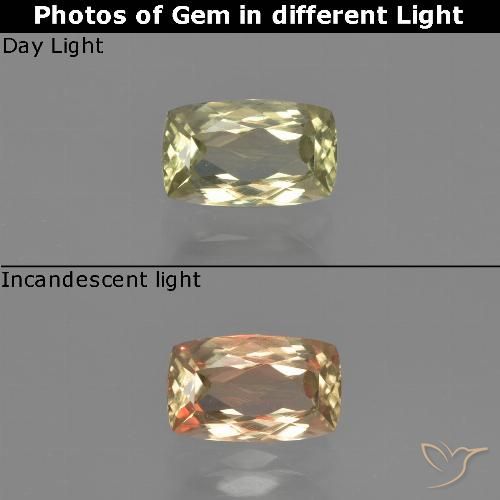 1.16ct Natural Amarillo claro Diásporo con Cambio de Color, Forma Cojín, VVS-VS