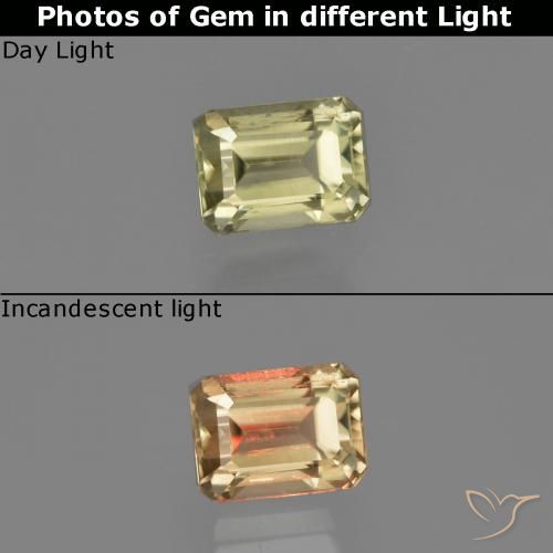 1.04ct Natural Amarillo medio Diásporo con Cambio de Color, corte esmeralda, VS
