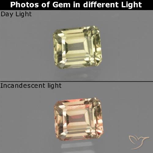 1.01ct Natural Amarillo claro Diásporo con Cambio de Color, corte esmeralda, VVS