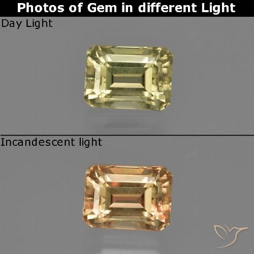 1.13ct Natural Amarillo claro Diásporo con Cambio de Color, corte esmeralda, VVS-VS