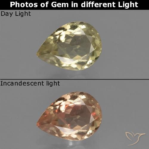 1.10ct Natural Amarillo amarronado Diásporo con Cambio de Color, En forma de pera, VS