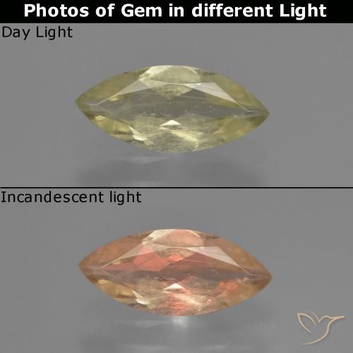 1.02ct Natural Amarillo claro Diásporo con Cambio de Color, Marquesa, VS