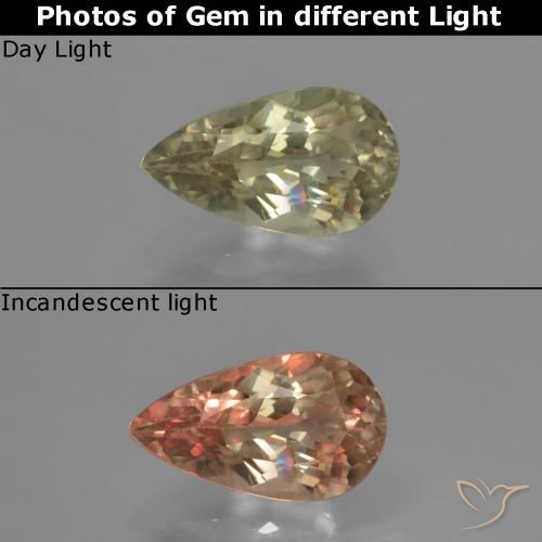 1.35ct Natural Amarillo claro Diásporo con Cambio de Color, En forma de pera, VS-SI