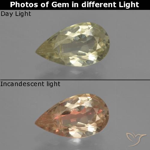 1.37ct Natural Amarillo claro Diásporo con Cambio de Color, En forma de pera, VS-SI