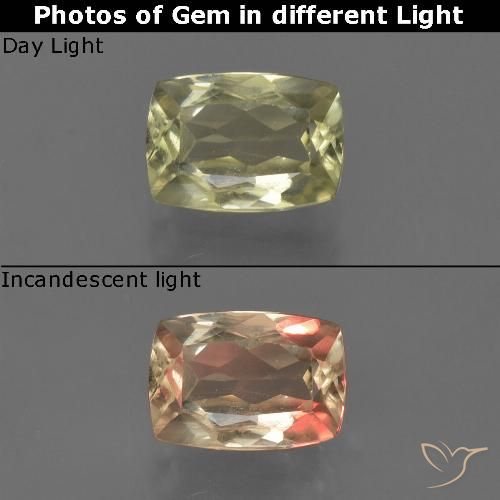 1.04ct Natural Amarillo amarronado Diásporo con Cambio de Color, Forma Cojín, VS