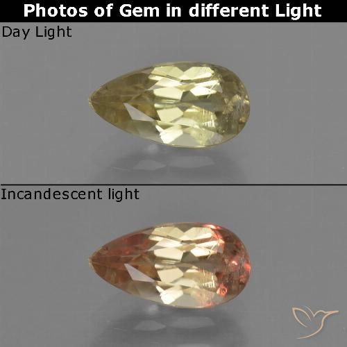0.86ct Natural Amarillo terroso Diásporo con Cambio de Color, En forma de pera, VS-SI