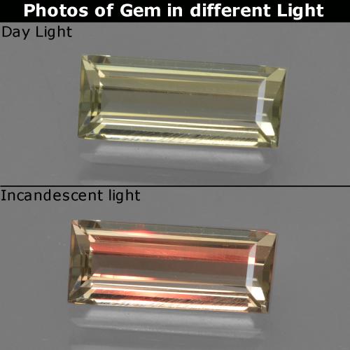 Diasporo con cambio de color amarillo natural de 1,43 ct, baguette, VVS-VS