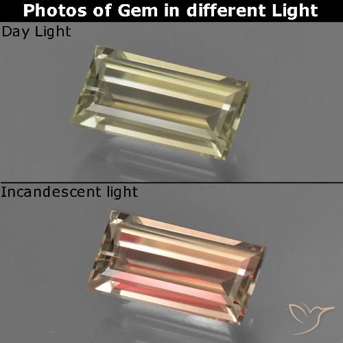 1.27ct Natural Amarillo medio Diásporo con Cambio de Color, Corte Baguette, VVS-VS