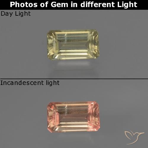 0.68ct Natural Amarillo cálido Diásporo con Cambio de Color, corte esmeralda, VS-SI