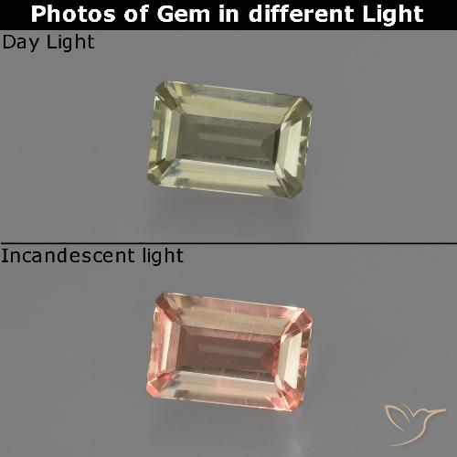 0.62ct Natural Amarillo claro Diásporo con Cambio de Color, corte esmeralda, VVS-VS