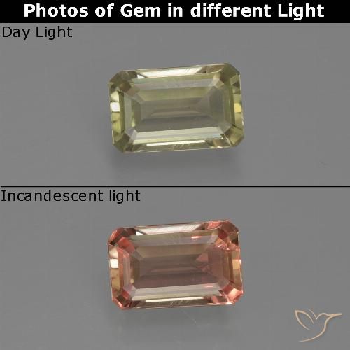 0.71ct Natural Amarillo claro Diásporo con Cambio de Color, corte esmeralda, VS