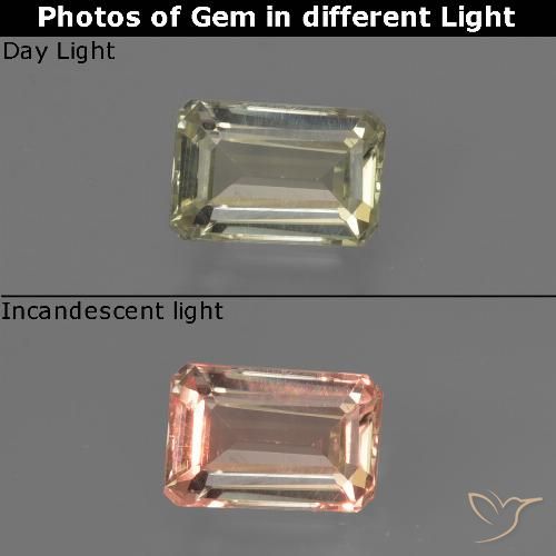 0.82ct Natural Amarillo medio Diásporo con Cambio de Color, corte esmeralda, VVS-VS