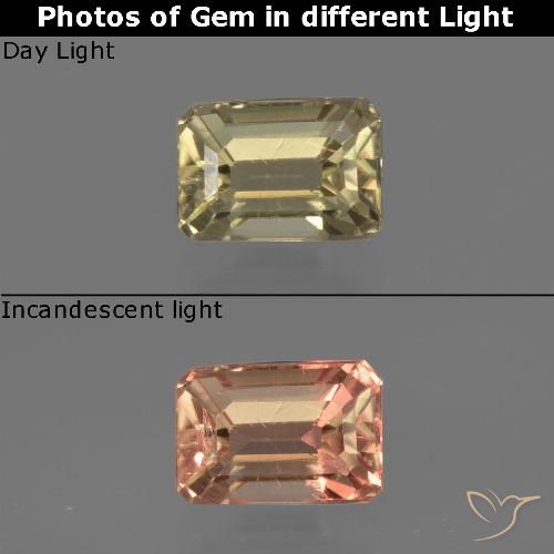 0.86ct Natural Amarillo medio Diásporo con Cambio de Color, corte esmeralda, VS