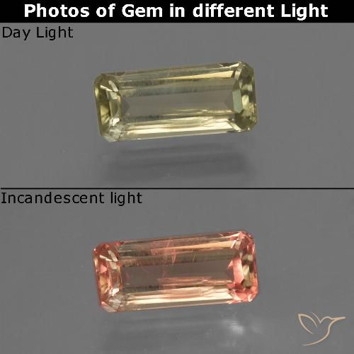 0.95ct Natural Amarillo claro Diásporo con Cambio de Color, corte esmeralda, VS-SI