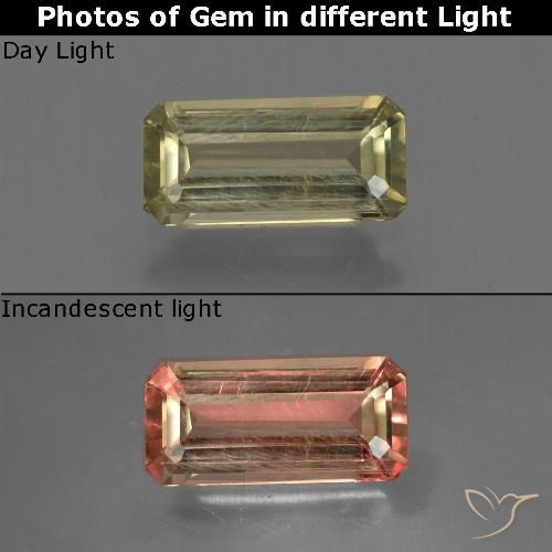 0.91ct Natural Amarillo medio Diásporo con Cambio de Color, corte esmeralda, VS